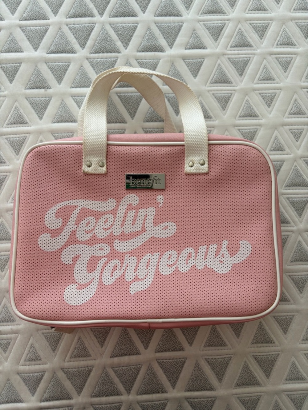 Benefit Pink 'Feelin' Gorgeous' Cosmetic Bag with Cream Handles
